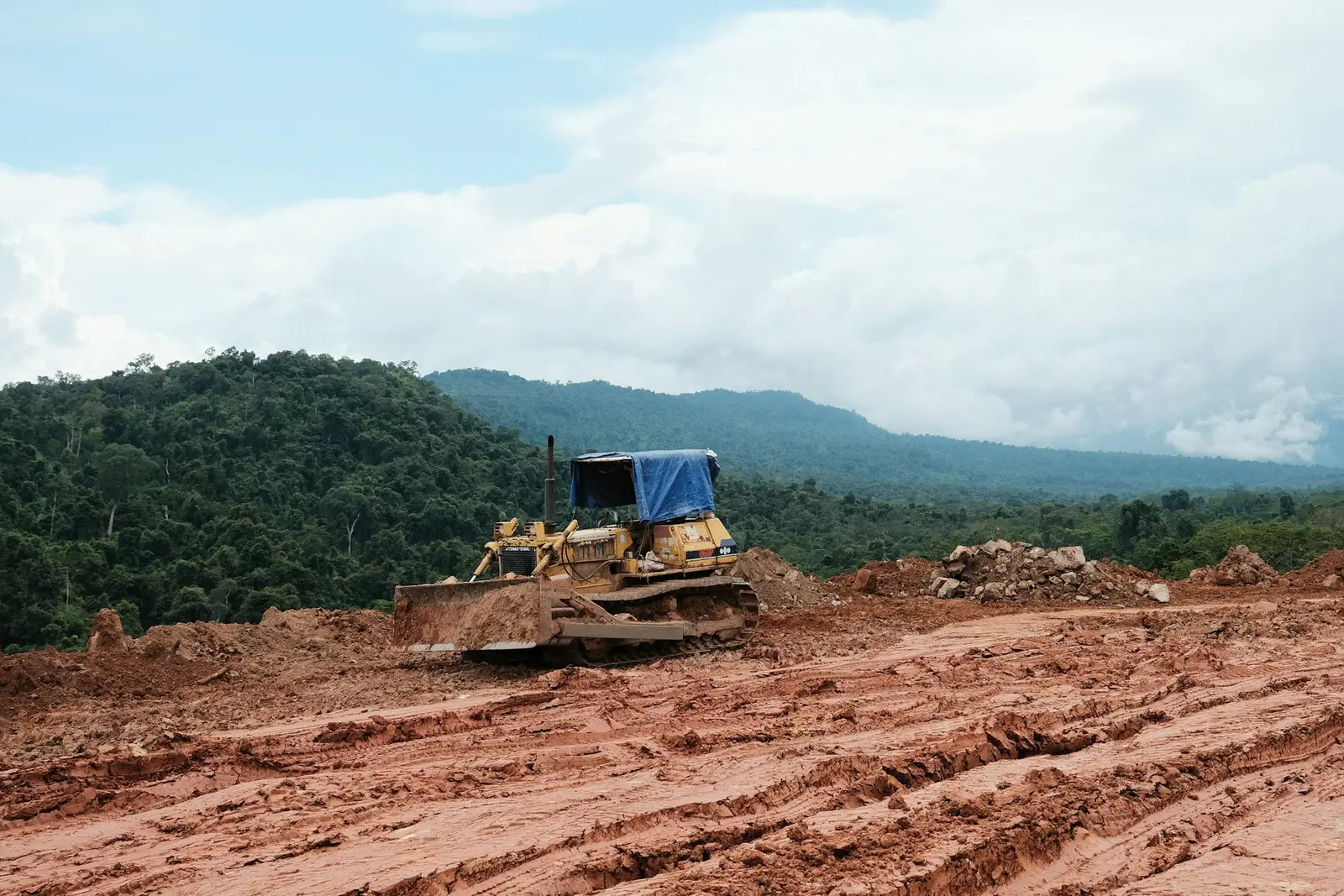 Bulldozer grading a cleared site